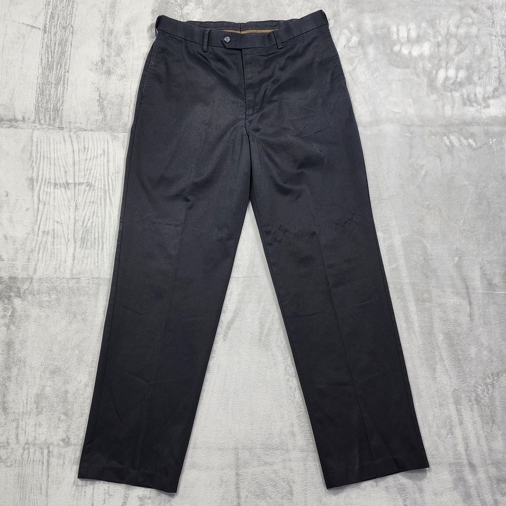 Savane Select Edition Pants Men 34x32 Black Chino Flat Front Straight Leg Office